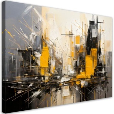 Quadro su tela, Città  astratta beige e gialla - 100x70