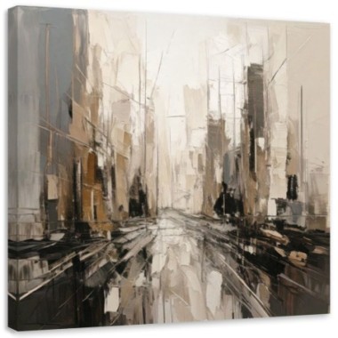Quadro su tela, Città  astratta beige paesaggio...