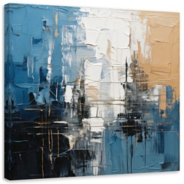 Quadro su tela, Città  astratta blu - 30x30