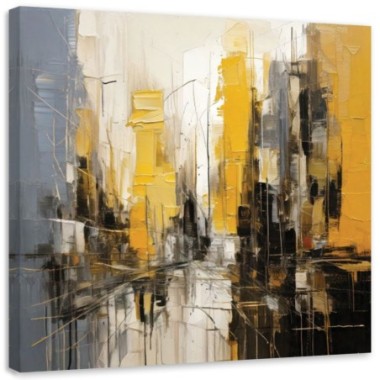 Quadro su tela, Città  astratta gialla - 30x30