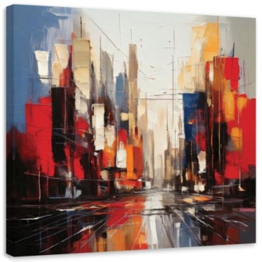 Quadro su tela, Città  astratta rossa - 60x60