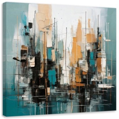 Quadro su tela, Città  astratta turchese...