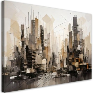 Quadro su tela, Città  Astratto beige - 90x60