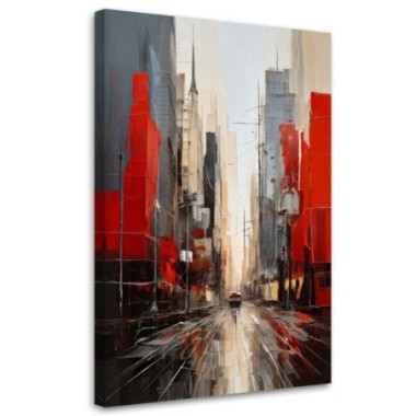 Quadro su tela, Città  Astratto moderno Rosso...
