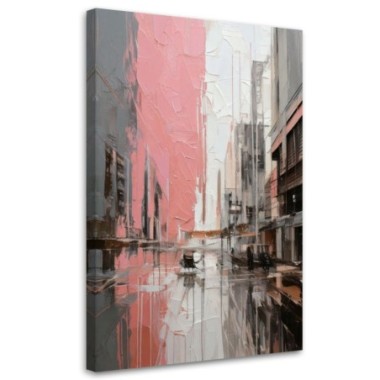 Quadro su tela, Città  Astrazione Beige Moderno -...