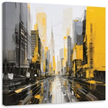 Quadro su tela, Città  moderna gialla - 40x40