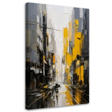 Quadro su tela, Città  strada acquerello giallo...