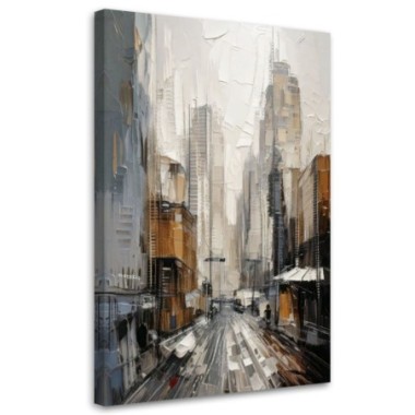Quadro su tela, Città  Strada Acrilico Beige Grigio...