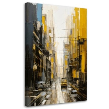 Quadro su tela, Città  Strada Astratto Giallo Grigio...