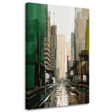 Quadro su tela, Città  Strada Moderna Nero Verde...