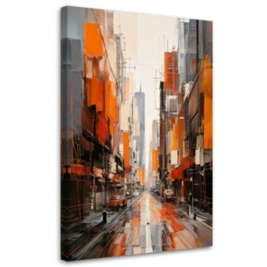 Quadro su tela, Città  strada prospettiva astrazione...