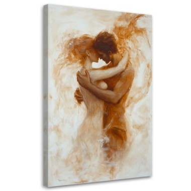 Quadro su tela, Coppia nuda innamorata beige - 60x90