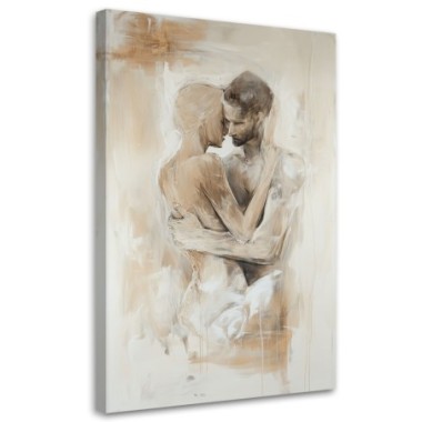 Quadro su tela, Coppia romantica Amore nudo Beige -...