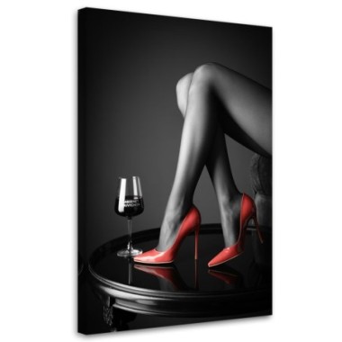 Quadro su tela, Donna con tacchi rossi - 70x100