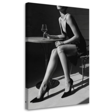 Quadro su tela, Donna con vino - 40x60