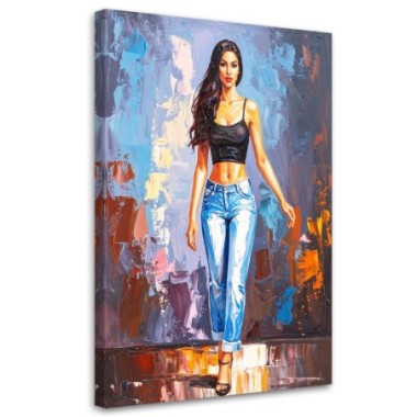 Quadro su tela, Donna in jeans - 60x90