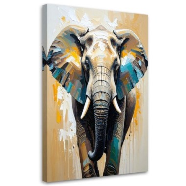 Quadro su tela, Elefante imitazione pittura a olio -...