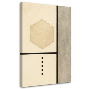 Quadro su tela, Esagono Minimalismo Geometrico Beige...