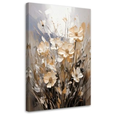 Quadro su tela, Fiori Acquerello Beige Natura...