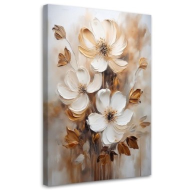 Quadro su tela, Fiori beige Dipinto - 60x90