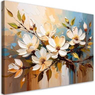 Quadro su tela, Fiori bianchi Rametti Natura - 120x80