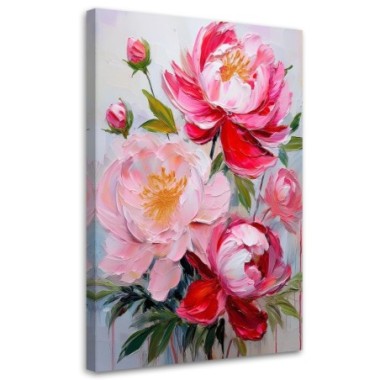 Quadro su tela, Fiori di peonia rosa Natura - 80x120