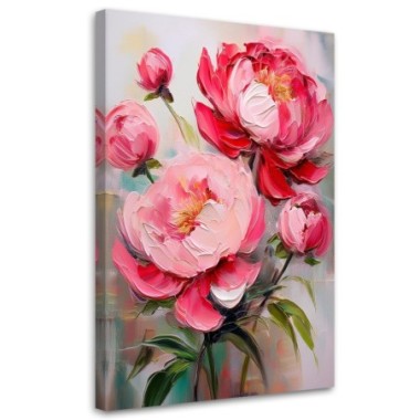Quadro su tela, Fiori di peonia rosa Piante - 80x120