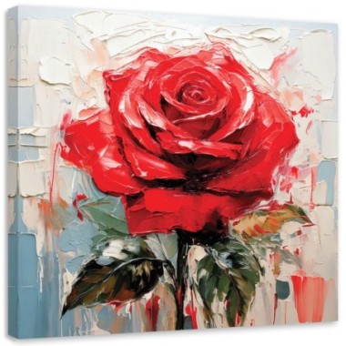 Quadro su tela, Fiori di Rosa Rossa - 50x50