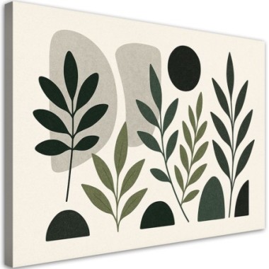 Quadro su tela, Foglie Astrattismo Verde Natura - 60x40