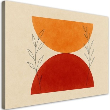 Quadro su tela, Foglie Astratto geometrico Beige -...