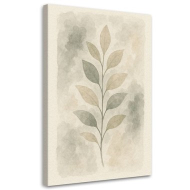 Quadro su tela, Foglie botaniche Acquerello Beige...
