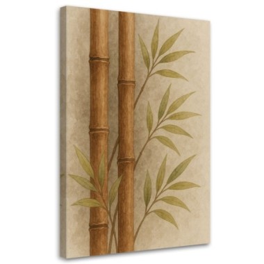 Quadro su tela, Foglie di bambà¹ Acquerello Beige...