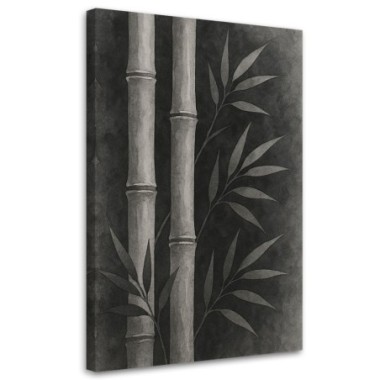 Quadro su tela, Foglie di bambà¹ Acquerello Nero...