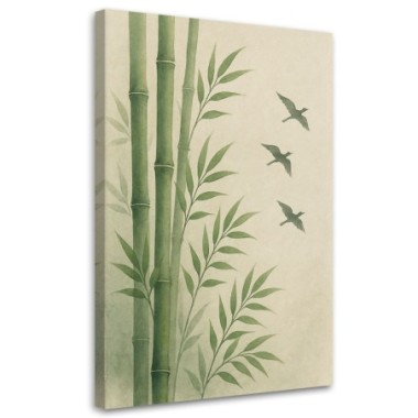 Quadro su tela, Foglie di bambà¹ Acquerello Verde...