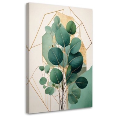 Quadro su tela, Foglie di eucalipto Geometrico Oro...