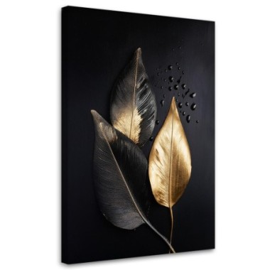 Quadro su tela, Foglie di palma dorate Glamour - 70x100