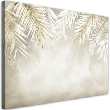 Quadro su tela, Foglie di palma pendenti beige - 60x40