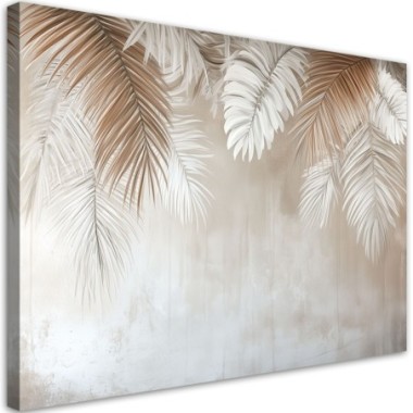 Quadro su tela, Foglie di palma pendenti su sfondo...