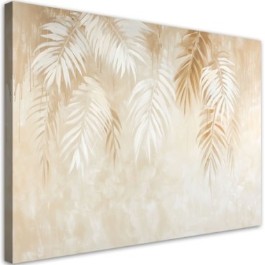 Quadro su tela, Foglie di palma tropicale beige...