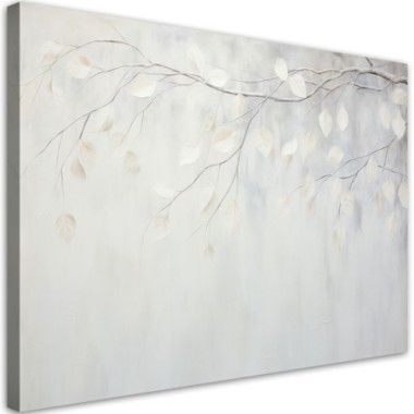 Quadro su tela, Foglie di piante beige ramoscelli...