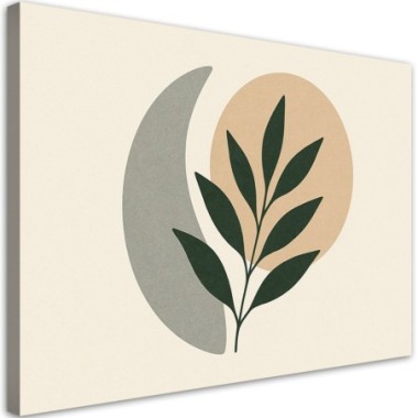 Quadro su tela, Foglie Rametto Minimalismo Verde...