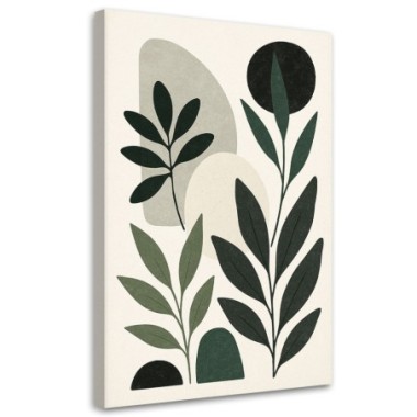 Quadro su tela, Foglie Verde Minimalismo Astrazione...