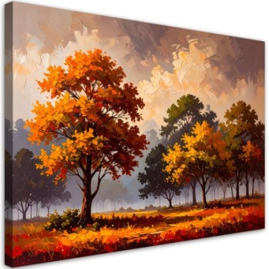Quadro su tela, Foresta autunnale Alberi Paesaggio -...