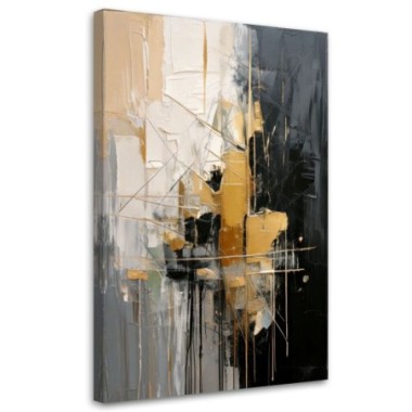 Quadro su tela, Forme Astrazione Oro Grigio Tela -...