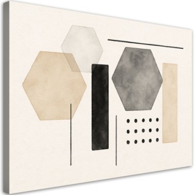 Quadro su tela, Geometria astratta Minimalismo Beige...