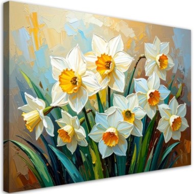 Quadro su tela, Gigiogio Fiori bianchi Astratto - 90x60