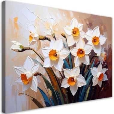 Quadro su tela, Gigiogio Fiori su sfondo beige...