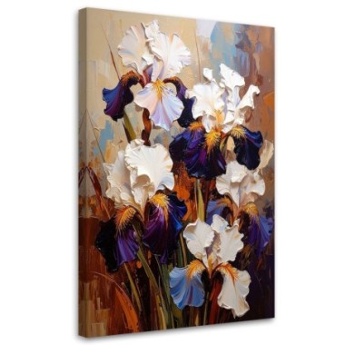 Quadro su tela, Iris Fiori effetto pittura ad olio -...