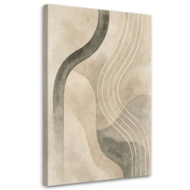 Quadro su tela, Linee astratte Acquerello Beige -...