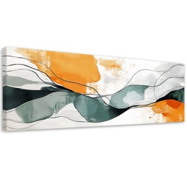 Quadro su tela, Linee astratte Arancione Turchese...